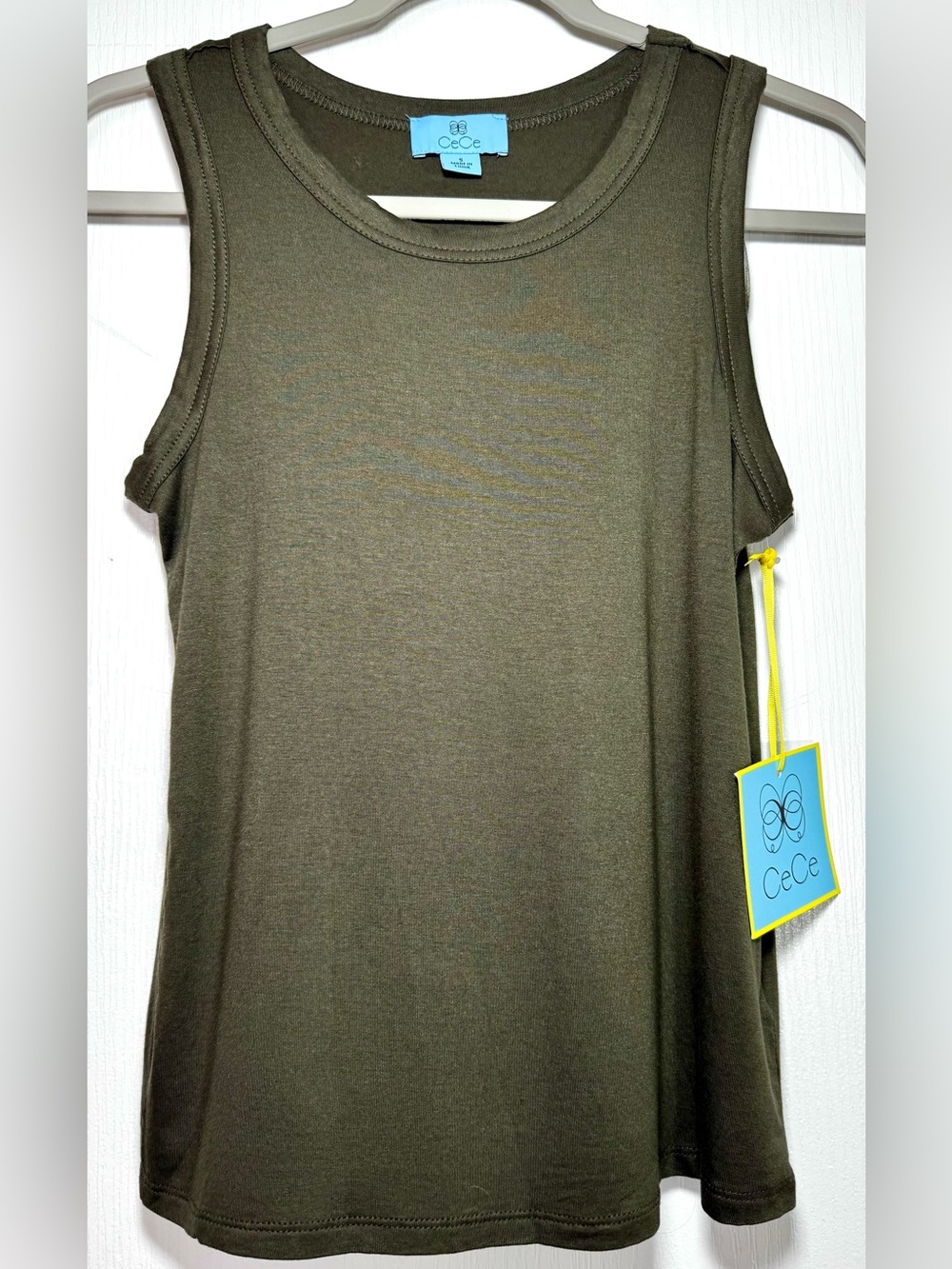 NWT CeCe Olive Tank Top in Deep Olive Green #1854